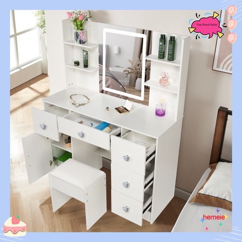 Large dressing table with led - large,