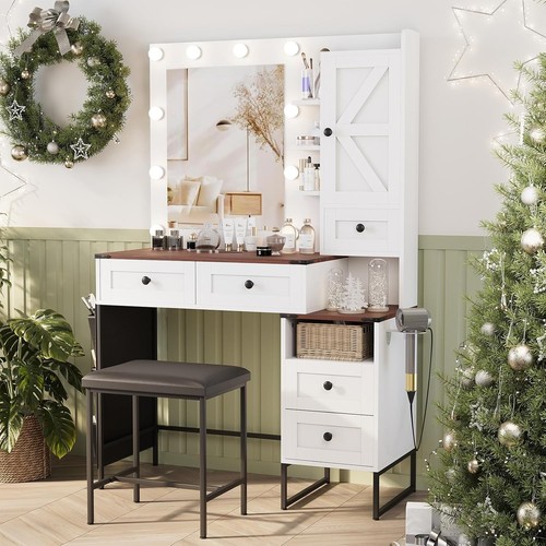 Makeup vanity desk with mirror - vanity,